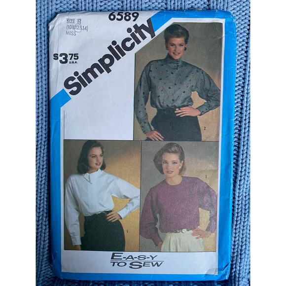 Simplicity 6589 pattern top pullover high neck size 10 12 - Picture 1 of 5